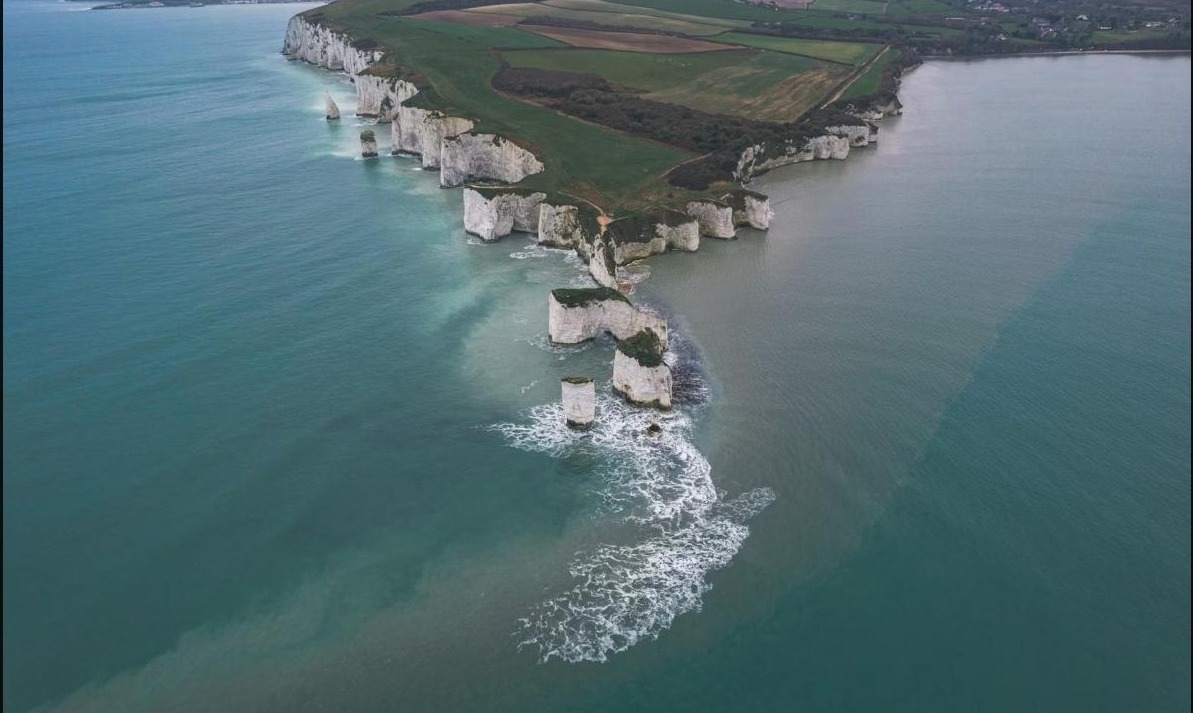 Dramatic coastal cliffs seen from above